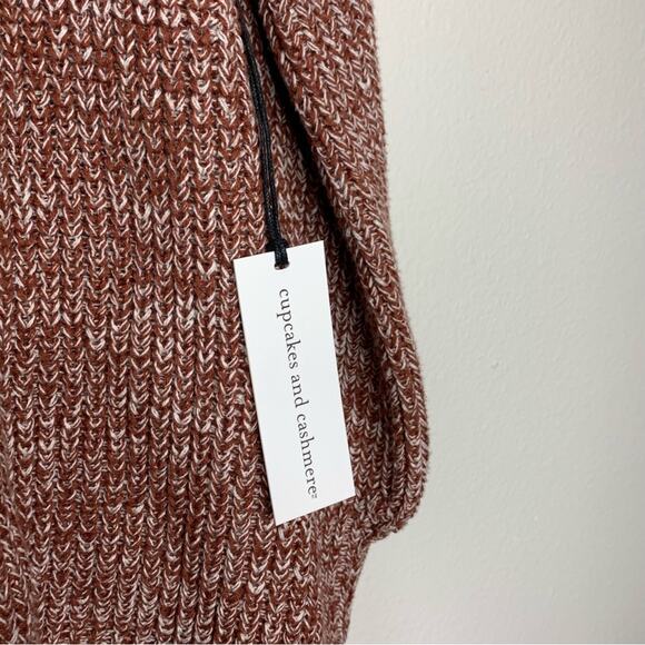 Cupcakes & Cashmere Knit Sweater Womens Small Orange Pullover Mock Neck Cotton - Picture 4 of 6